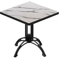 GGM Möbel BMLG | Bistro Tisch | 80 x 80 x 75 cm | Quadratisch | Schwarzer Rand | Weiß Marmor / Schwarz