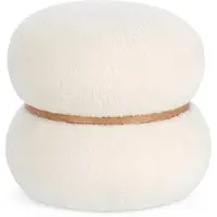 Bizzotto Pouf Mirka Boucle-Stoff, rund und gepolstert, skandinavisch modern, cremeweiß natur,