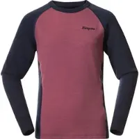 Bergans Langarmshirt Inner: Dual Merino Junior Long Sleeve Kinder Ruby Purple/Navy Blue-Größe 164