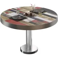 GGM Möbel BML | Bistro Loungetisch | Ø:H 70 x 41 cm | Vintage Bunt / Edelstahl