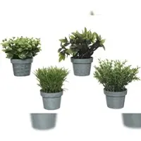 Décoris 1 Kunstpflanze 13cm im Topf Mini künstliche Grünpflanzen Plastikpflanzen Deko