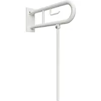 BRILLANTBAD BELP Stützklappgriff in U-Form mit Toliettenpapierhalter & Standfuß Eisen Weiß mit Abdeckung 100x800x866 mm, 120 kg Traglast für Bad & WC >> zum Bohren