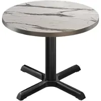 GGM Möbel BSM | Bistro Tisch | Ø 80 x 74,5 cm | Edelstahl Rand | Rund | Weiß Marmor / Schwarz