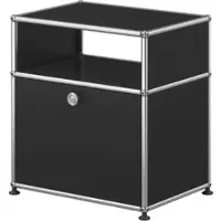 USM United Soft USM Haller Nachttisch, mit einer Klapptür und einem Zwischentablar Graphitschwarz