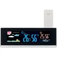 INFACTORY Tisch-Wetterstation, Funk-Außensensor, Farb-LCD-Display, USB-Ladeport