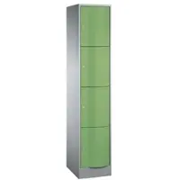C+P Schließfachschrank Resisto, 1 Abteil, 4 Fächer, B 396 x T 540 x H 1950 mm, Lichtgrau/Lichtgrau