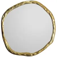 KADIMA DESIGN Wandspiegel Asymmetrisch 60x60 cm Metall Design Hängespiegel Gold, Aluminium Dekospiegel Unförmig mit Rahmen, Spiegel Wand Groß, Flurspiegel