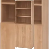 Bümö Aktenregal & Schrank abschließbar, Büroschrank Regal Kombination Holz 80cm breit in Nussbaum - abschließbarer Schrank für's Büro &