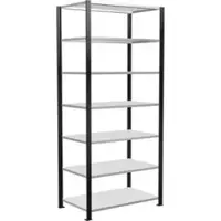 Schulte Lagertechnik Büroregal Stecksystem MultiPlus150, Grundregal, 7 Fachböden, ohne Mittelanschlag, B 1000 x T 600 x H 2300 mm, Schwarz/Lichtgrau