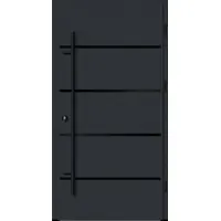 Haustuerenland.de Flügelüberdeckende Aluminium Haustür "FANNIE" 82 mm RC2 BLACKLINE Anthrazit RAL 7016 beidseitig außen öffnend DIN rechts