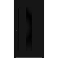 Haustuerenland.de Aluminium Haustür "MAJA" 90 mm RC2 BLACKLINE Signalschwarz RAL 9004 beidseitig innen öffnend DIN links