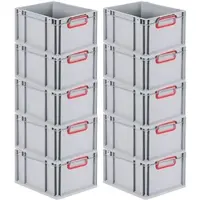 Proregal Spar Set 10x Eurobox Nextgen Color HxBxT 22 x 30 x 40 cm 20 Liter Griffe Rot Geschlossen Glatter Boden Eurobehälter Transportbox