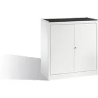 C+P Werkzeug-Beistellschrank mit Drehtüren, 2 Böden und Schublade, H1020xB940xT500mm Front Lichtgrau Korpus Lichtgrau