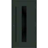 Haustuerenland.de Aluminium Haustür "MAJA" 90 mm RC2 BLACKLINE Tannengrün matt RAL 6009 beidseitig außen öffnend DIN rechts