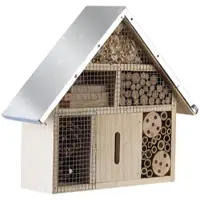 ROYAL GARDINEER Insektenhotel Maja, zum Aufhängen, aus Holz, mit Regenschutz & Nisthülsen, 29,5 x 28 cm, Bienenhotel