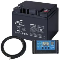 Revolt Wartungsfreie Blei-Batterie mit 12 Volt, 40 Ah + Solar-Laderegler 30A