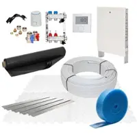 Thermova 90 m2 Set Trockenestrichsystem 25 mm WLG 035 Alu-Verbundrohr Raster 12,5 cm 7 Heizkreise LCD Regler 230 V + Zubehör