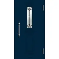 Haustuerenland.de Aluminium Landhaustür "ADELE" 78 mm RC2 Stahlblau RAL 5011 beidseitig außen öffnend DIN rechts