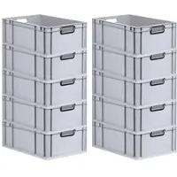 Proregal SparSet 10x Eurobox Nextgen Color HxBxT 22x40x60cm 44 Liter Griffe Schwarz Offen Grau Eurobehälter Transportbox Transportbehälter