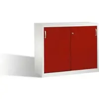 C+P Akten-Sideboard Acurado mit Schiebetüren, 2 Ordnerhöhen, H1000xB1200xT500mm Front Rubinrot Korpus Lichtgrau