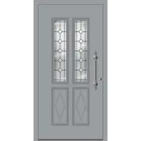 Haustuerenland.de Aluminium Landhaustür "HILDE" 78 mm RC2 Fenstergrau RAL 7040 beidseitig innen öffnend DIN rechts
