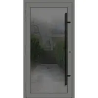 Haustuerenland.de PREMIUM Aluminium-Glas Haustür "FELINA" 90 mm BLACKLINE flächenbündig Graualuminium RAL 9007 außen öffnend DIN links