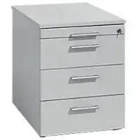 Geramöbel Rollcontainer Flex, aus Holz, lichtgrau, mit 3 Schubladen & Utensilienauszug, abschließbar