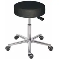 Proregal Belastbarer Hocker Stockton | Sitzhöhe 56-74cm | Tragfähigkeit 180kg | Kunstleder-Sitz | Aluminium-Fußkreuz mit Doppelrollen | Silber/Schwarz