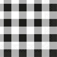 Mank Serviette Tissue Karo Schwarz, 33 x 33 cm, 100 Stück
