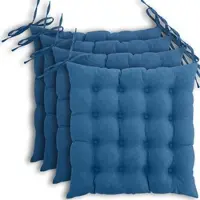 Wometo 4er Set Sitzkissen Stuhlkissen 40x40 OEKO-TEX - türkis blau Sitzauflage Bank Polster Sitzpolster mit Bändern / Schleife, Indoor / Outdoor