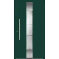 Haustuerenland.de SCHÜCO Aluminium Haustür "AMADEJA" ADS 75.SI RC2 Moosgrün RAL 6005 beidseitig innen öffnend DIN links