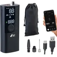 AGT Smarte Akku-Luftpumpe mit OLED-Display; bis 120 psi; Bluetooth und App