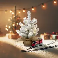 INFACTORY Deko-Weihnachtsbaum mit Schnee, 20 LEDs, 26 cm, USB-Betrieb