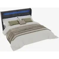 MODFU Kinderbett 90x200 Jugendbett ohne Matratze,Einzelbett mit Bettkasten,Polsterbett rechte Seitenplatte,Stauraumtasche,Grau