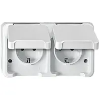 Merten Schuko-Doppelsteckdose Aquastar , IP44, polarweiß, Berührungsschutz - 2-fach