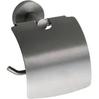 BRILLANTBAD BAPHIT Papierrollenhalter mit Deckel Messing Metallic Grau matt 140x155x80 mm für Bad & WC >> zum Bohren oder Kleben*