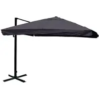 Mendler Gastronomie-Ampelschirm HWC-A96, 3x3m (Ø4,24m) Polyester Alu/Stahl 23kg Flap, anthrazit ohne Ständer