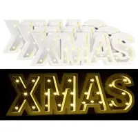 Lunartec LED-Schriftzug "XMAS" aus Holz & Spiegeln mit Timer, 3er-Set