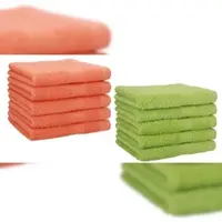 Betz 10 Stück Gästehandtücher PREMIUM 100% Baumwolle Gästetuch Set 30x50 cm blutorange und avocadogrün