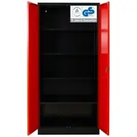 Proregal Stahlschrank BEE mit 9 lackierten Fachböden | HxBxT 195x92x50cm | Anthrazit-Feuerrot | Werkstattschrank Werkzeugschrank Aktenschrank