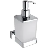 BRILLANTBAD BASA Seifenspender Messing Milchglas Chrom 60x165x95 mm, 200 ml für Bad & Küche >> zum Bohren