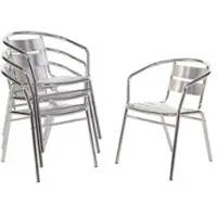 Gastronoble 4 Bolero Bistrostühle mit gerundeter Armlehne - Aluminium