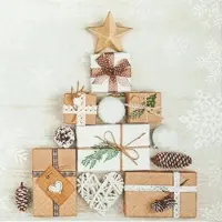 Home Fashion , Tree of Gifts, Lunch-Servietten aufgefaltetes Maß 33 cm x 33 cm, im Viertelfalz, 20 Stück pro Pack, 12 Pack pro Karton