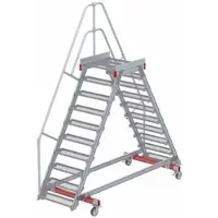 Euroline 512 mobiler Überstieg 60° Stufenausführung Stahl Gitterrost Stufenbreite 800mm 10 Stufen