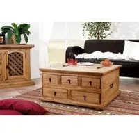 1a Direktimport Original MEXICO Truhentisch 80x80cm, Couchtischtruhe, Landhausstil mexikanisch, Tischtruhe Pinie Massivholz