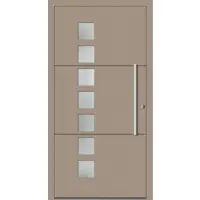 Haustuerenland.de SCHÜCO ADS 75.SI Haustür Aluminium "JOYCE" Graubeige RAL 1019 innen öffnend DIN rechts