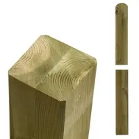 Plus Premium Leimholzpfosten mit Kopfrundung NTR-A 9 x 9 x 238 cm chromfrei druckimprägniert