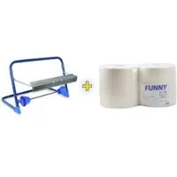 VEPATIM Wandhalter für Putztuchrollen inkl. 2 x 26cm breite 1000 Blatt Rollen