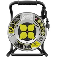Enzo Kabeltrommel 25m HEAVY LINE 3x2,5mm Schwarz mit Metalltrommel 4x 230V-Steckdosen W-99445