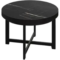 GGM Möbel BO | Bistro Tisch | Ø80xH54cm | 50mm | Schwarzer Rand | Schwarz Marmor/ Schwarz